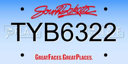 TYB6322 South Dakota License Plate