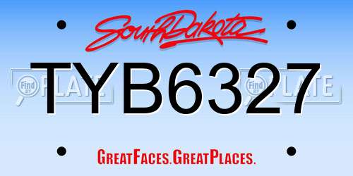 TYB6327 South Dakota License Plate