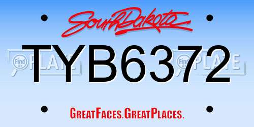 TYB6372 South Dakota License Plate