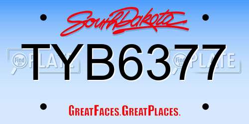 TYB6377 South Dakota License Plate