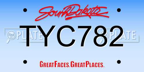 TYC782 South Dakota License Plate