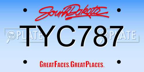 TYC787 South Dakota License Plate