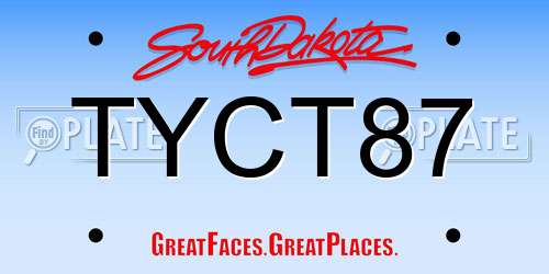 TYCT87 South Dakota License Plate