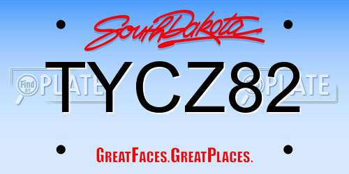 TYCZ82 South Dakota License Plate