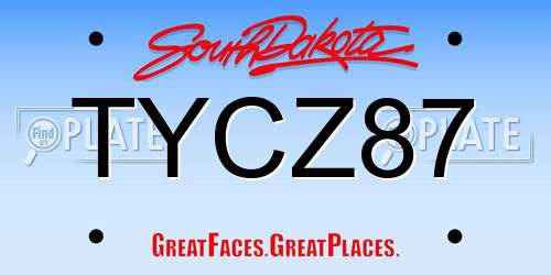 TYCZ87 South Dakota License Plate