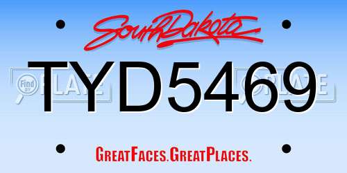 TYD5469 South Dakota License Plate