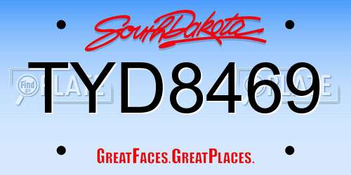 TYD8469 South Dakota License Plate