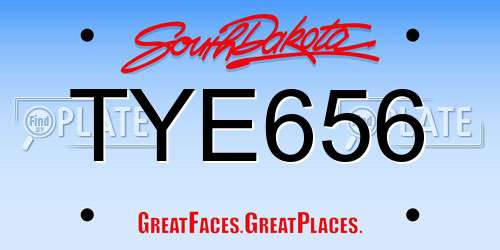 TYE656 South Dakota License Plate