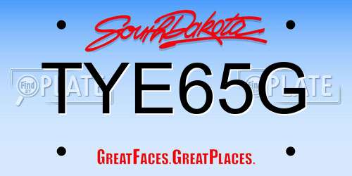 TYE65G South Dakota License Plate