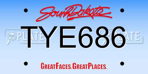 TYE686 South Dakota License Plate