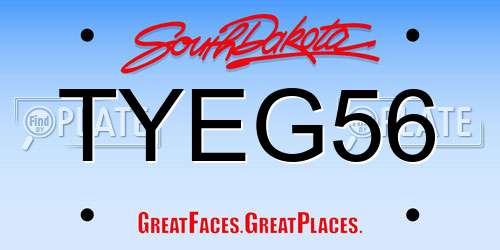 TYEG56 South Dakota License Plate