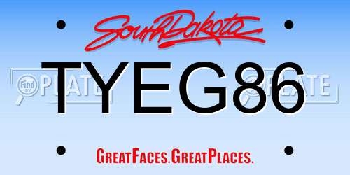 TYEG86 South Dakota License Plate