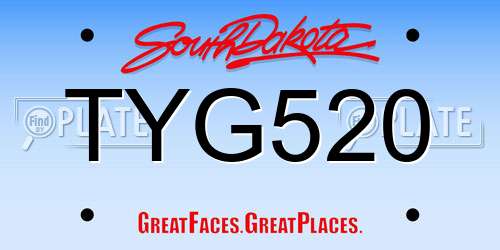 TYG520 South Dakota License Plate