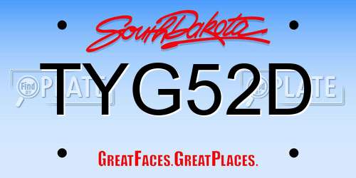 TYG52D South Dakota License Plate