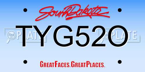 TYG52O South Dakota License Plate