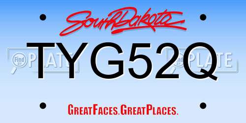 TYG52Q South Dakota License Plate