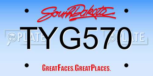 TYG570 South Dakota License Plate