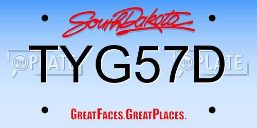 TYG57D South Dakota License Plate