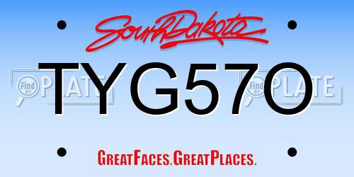 TYG57O South Dakota License Plate