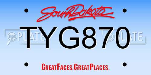TYG870 South Dakota License Plate