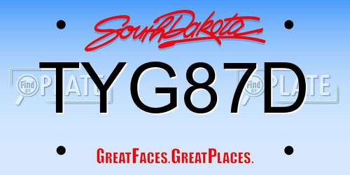 TYG87D South Dakota License Plate