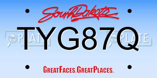 TYG87Q South Dakota License Plate