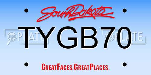 TYGB70 South Dakota License Plate
