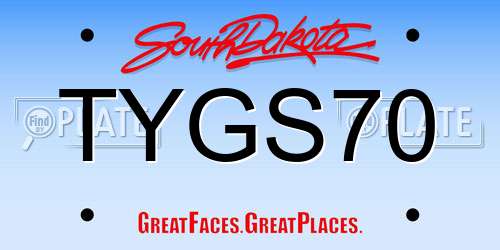 TYGS70 South Dakota License Plate
