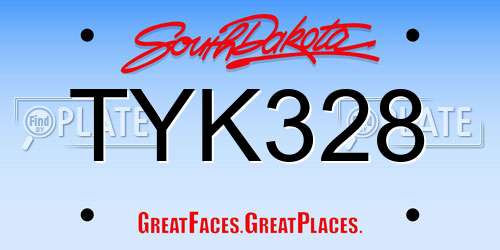 TYK328 South Dakota License Plate