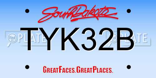TYK32B South Dakota License Plate