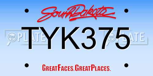 TYK375 South Dakota License Plate