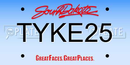 TYKE25 South Dakota License Plate