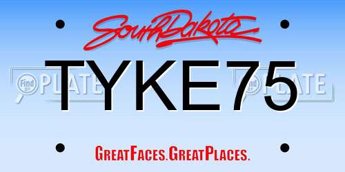 TYKE75 South Dakota License Plate