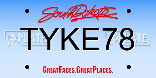 TYKE78 South Dakota License Plate