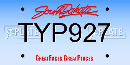 TYP927 South Dakota License Plate