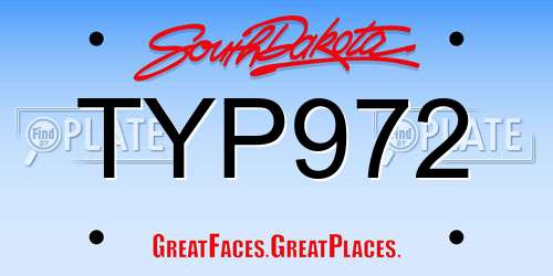 TYP972 South Dakota License Plate