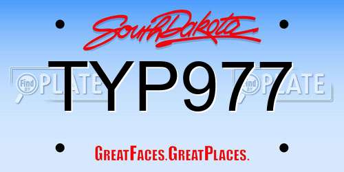 TYP977 South Dakota License Plate