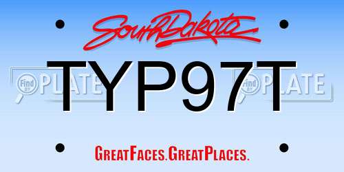 TYP97T South Dakota License Plate