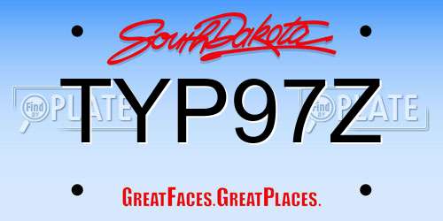 TYP97Z South Dakota License Plate