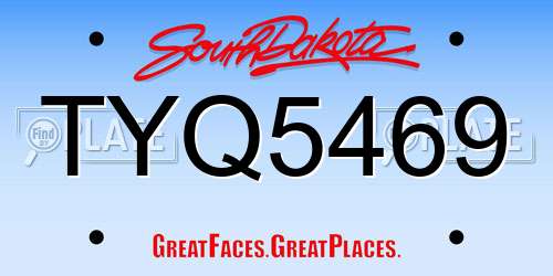TYQ5469 South Dakota License Plate
