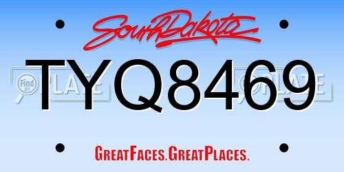 TYQ8469 South Dakota License Plate
