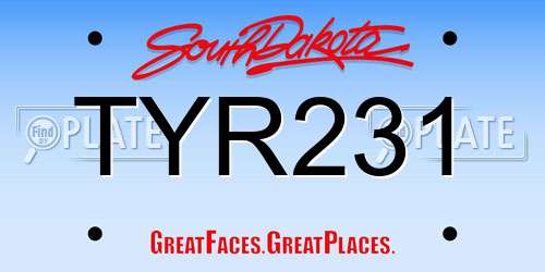 TYR231 South Dakota License Plate
