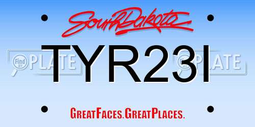 TYR23I South Dakota License Plate