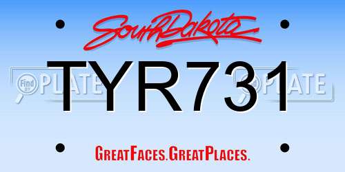 TYR731 South Dakota License Plate