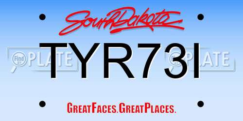 TYR73I South Dakota License Plate