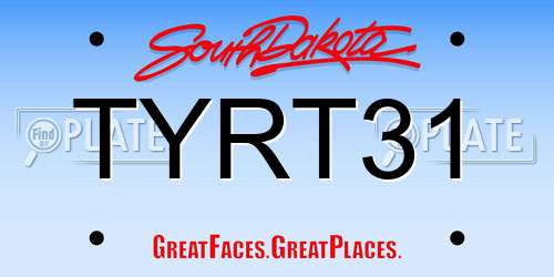 TYRT31 South Dakota License Plate
