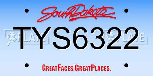 TYS6322 South Dakota License Plate
