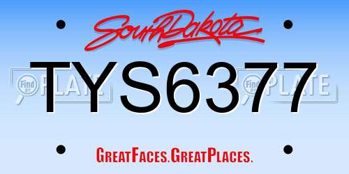 TYS6377 South Dakota License Plate