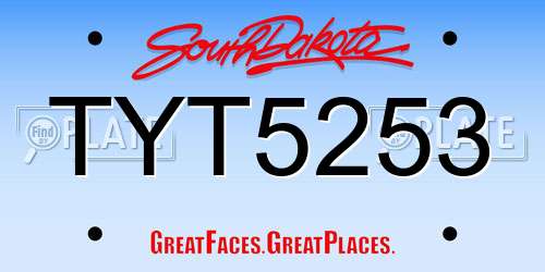 TYT5253 South Dakota License Plate