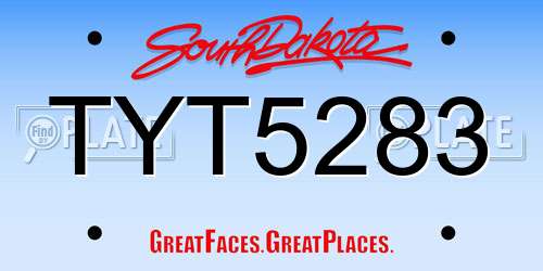 TYT5283 South Dakota License Plate